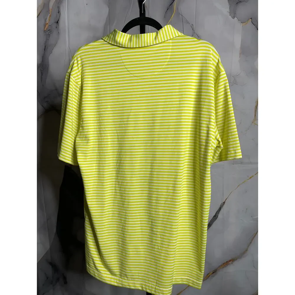 Masters Tech Yellow Striped Polo Size Medium